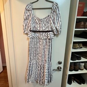 Antonio Melani X Nicola Bathie Florence Floral Print Square Neck Dress Size 4